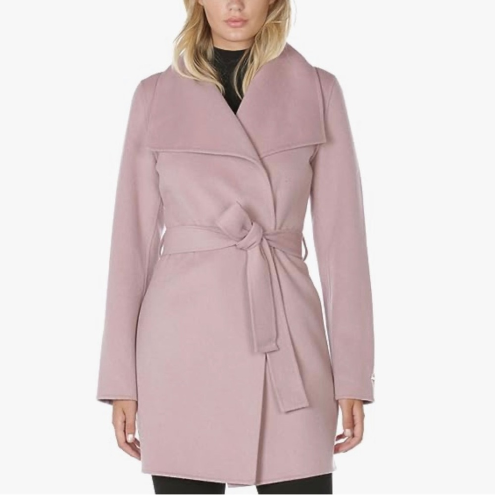 Tahari Dusty Pink Belted Wrap Coat